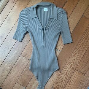Abercrombie Taupe Ribbed Bodysuit small